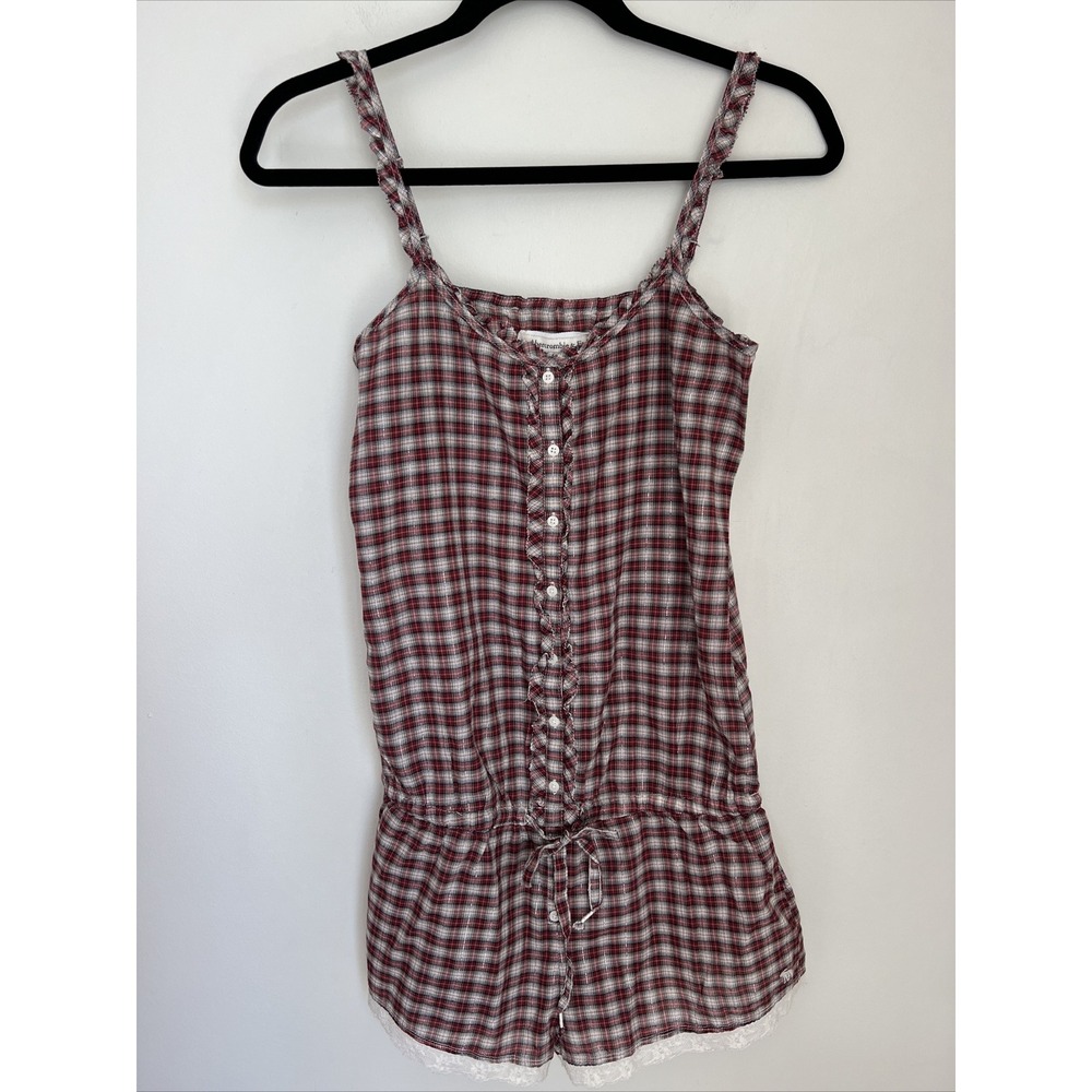 Abercrombie & Fitch A&F Pajamas Sleep Romper One Piece Small Red Lightweight Pjs